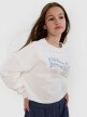 Dziewczęca bluza dresowa nierozpinana bez kaptura 4F 4FJWSS25TSWSF1483 - biała