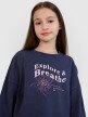 Dziewczęca bluza dresowa nierozpinana bez kaptura 4F 4FJWSS25TSWSF1483 - szara