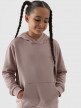 Dziewczęca bluza dresowa nierozpinana z kapturem 4F 4FJWMM00TSWSF1316 - beżowa