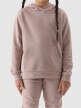 Dziewczęca bluza dresowa nierozpinana z kapturem 4F 4FJWMM00TSWSF1316 - beżowa