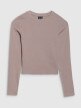 Longsleeve slim gładki dziewczęcy - beżowy