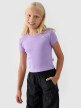 Dziewczęcy t-shirt basic 4F 4FJRSS24TTSHF2053 - fioletowy