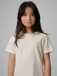 mini: Dziewczęcy t-shirt bez nadruku 4F 4FJRSS26TTSHF3554 - beżowy (2)