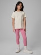 mini: Dziewczęcy t-shirt bez nadruku 4F 4FJRSS26TTSHF3554 - beżowy (5)