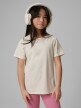 mini: Dziewczęcy t-shirt bez nadruku 4F 4FJRSS26TTSHF3554 - beżowy (1)