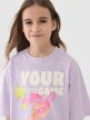 Dziewczęcy t-shirt oversize z nadrukiem 4F 4FJASAW24TTSHF2592 - różowy