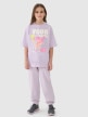 Dziewczęcy t-shirt oversize z nadrukiem 4F 4FJASAW24TTSHF2592 - różowy