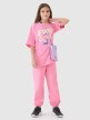 Dziewczęcy t-shirt oversize z nadrukiem 4F 4FJASAW24TTSHF2592 - różowy