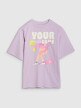Dziewczęcy t-shirt oversize z nadrukiem 4F 4FJASAW24TTSHF2592 - różowy
