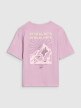 Dziewczęcy t-shirt z nadrukiem 4F 4FJWSS25TTSHF1853 - fioletowy