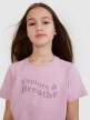 Dziewczęcy t-shirt z nadrukiem 4F 4FJWSS25TTSHF1854 - różowy