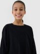 Dziewczęcy longsleeve gładki 4F 4FJWSS25TLONF377 - czarny