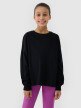Dziewczęcy longsleeve gładki 4F 4FJWSS25TLONF377 - czarny