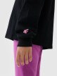 Dziewczęcy longsleeve gładki 4F 4FJWSS25TLONF377 - czarny