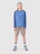 Chłopięcy longsleeve regular gładki 4F 4FJWSS25TLONM420 - niebieski