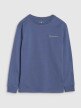 Chłopięcy longsleeve regular z nadrukiem 4F 4FJWSS25TLONM421 - niebieski