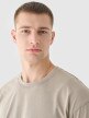 Męski t-shirt basic 4F 4FRSS24TTSHM2553 - beżowy