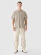 Męski t-shirt basic 4F 4FRSS24TTSHM2553 - beżowy