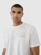 Męski t-shirt oversize z nadrukiem 4F 4FRSS25TTSHM2691 - beżowy