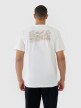 Męski t-shirt oversize z nadrukiem 4F 4FRSS25TTSHM2691 - beżowy