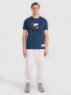 Męski t-shirt z nadrukiem 4F 4FRAW25TTSHM3235 - turkusowy