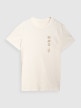 Męski t-shirt z nadrukiem 4F 4FRSS25TTSHM2689 - beżowy
