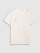 Męski t-shirt z nadrukiem 4F 4FRSS25TTSHM2690 - beżowy