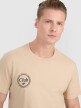 Męski t-shirt z nadrukiem 4F 4FRSS25TTSHM2854 - beżowy