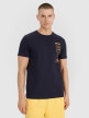 4F Męski tshirt z nadrukiem 4F 4FRSS25TTSHM2982  granatowy Granatowy