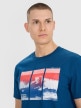 Męski t-shirt z nadrukiem 4F 4FRSS25TTSHM2995 - turkusowy