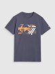 Męski t-shirt z nadrukiem 4F 4FRSS25TTSHM2998 - granatowy