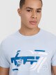 Męski t-shirt z nadrukiem 4F 4FRSS25TTSHM2998 - niebieski
