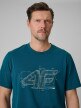 mini: Męski t-shirt z nadrukiem 4F 4FRSS26TTSHM3989 - turkusowy (4)