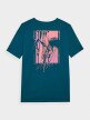 Męski t-shirt z nadrukiem 4F 4FWSS24TTSHM1287 – turkusowy