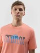 Męski t-shirt z nadrukiem 4F 4FWSS24TTSHM1288 - pomarańczowy