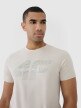 Męski t-shirt z nadrukiem 4F 4FWSS25TTSHM2004 - beżowy
