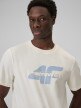 mini: Męski t-shirt z nadrukiem 4F 4FWSS26TTSHM2666 - kremowy (4)