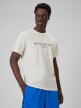  4F Męski tshirt z nadrukiem 4F 4FWSS26TTSHM3033  kremowy Kremowy