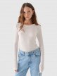 Outhorn Damski longsleeve z modalu i kaszmiru Outhorn OTHWAW24TLONF466  biały Biały
