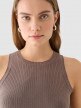 mini: Damski top dzianinowy Outhorn OTHWAW24TSLEF103  - brązowy (4)