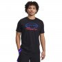 UNDER ARMOUR Męski tshirt z nadrukiem Under Armour Project Rock Iron Paradise  czarny  Czarny