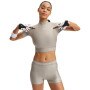  UNDER ARMOUR Damska koszulka treningowa Under Armour HeatGear Crop Mock SS  beżowa Beżowy