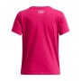Dziewczęcy t-shirt z nadrukiem Under Armour UA Big Logo SS - różowy
