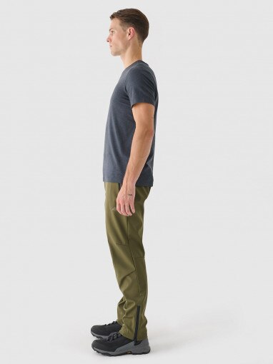 Męskie spodnie softshellowe 4F 4FRAW24TFTRM1006 - oliwkowe/khaki