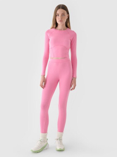 4F Damskie legginsy basic 4F 4FRAW24TTIGF250  różowe Różowy