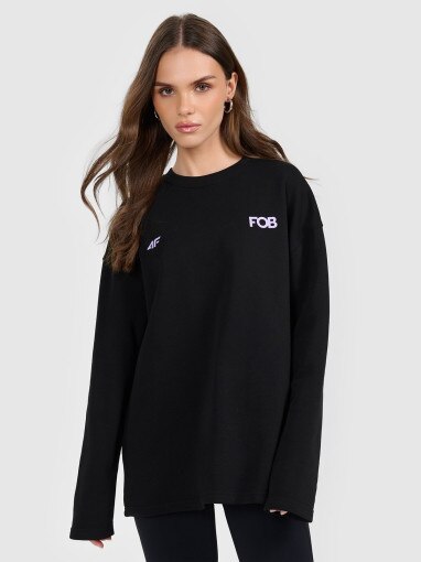  4F Damska bluza nierozpinana bez kaptura 4F 4FRAW25TSWSF2900  czarna Czarny