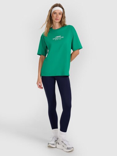 Damski t-shirt z nadrukiem 4F 4FRAW25TTSHF3158 - zielony