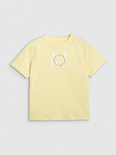 4F Damski tshirt z nadrukiem 4F 4FRAW25TTSHF3229  żółty żółty