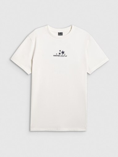  4F Damski tshirt z nadrukiem 4F 4FRAW25TTSHF3411  beżowy Beżowy