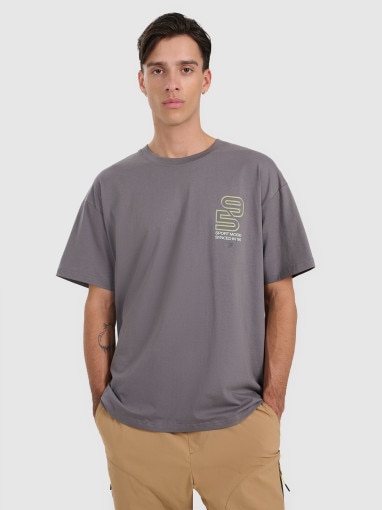 4F Męski tshirt z nadrukiem 4F 4FRAW25TTSHM3220  szary Szary